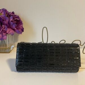 BNWT, Black Crystal Clutch with Chain Strap, party, wedding, formal events bag